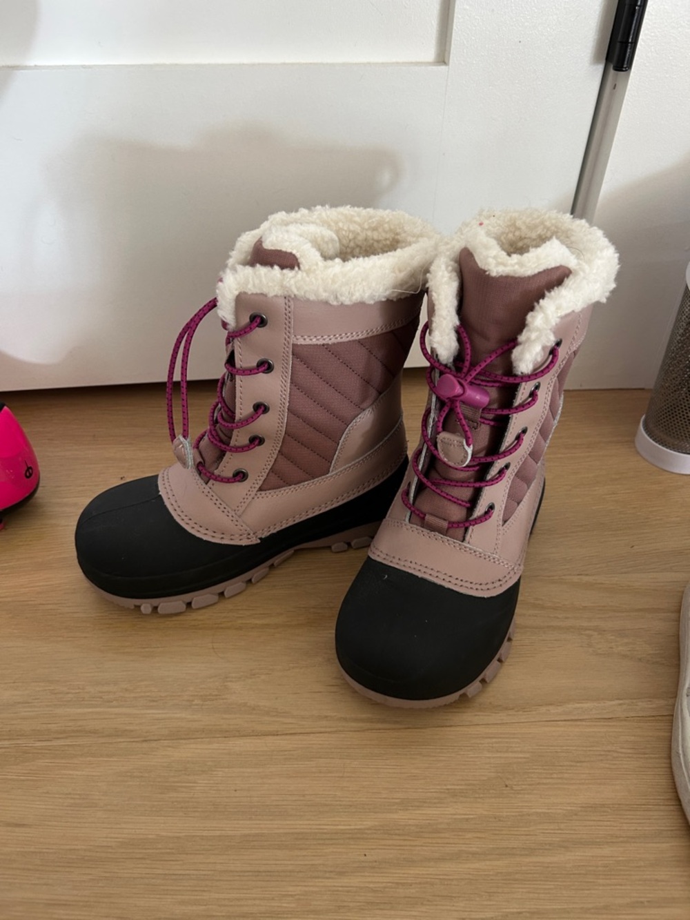 all in motion Pink and Black Fleece-Lined Kids Winter Boots
